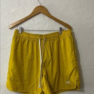 Nike Men’s Bright Yellow Athletic Shorts with White Drawstring